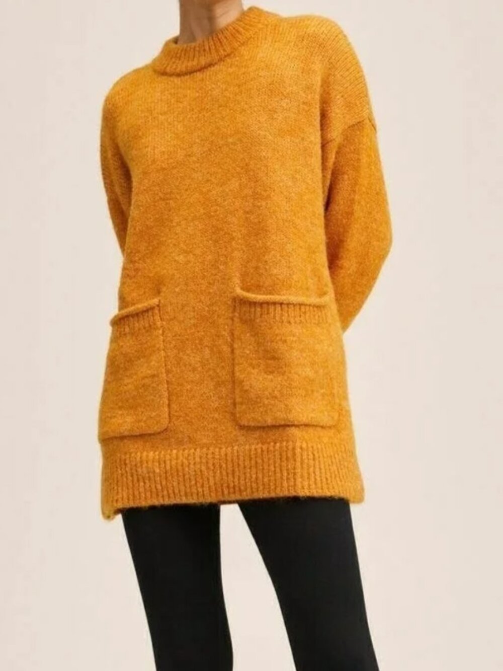 MANGO Orange Chunky Knit Oversized Sweater Sz M